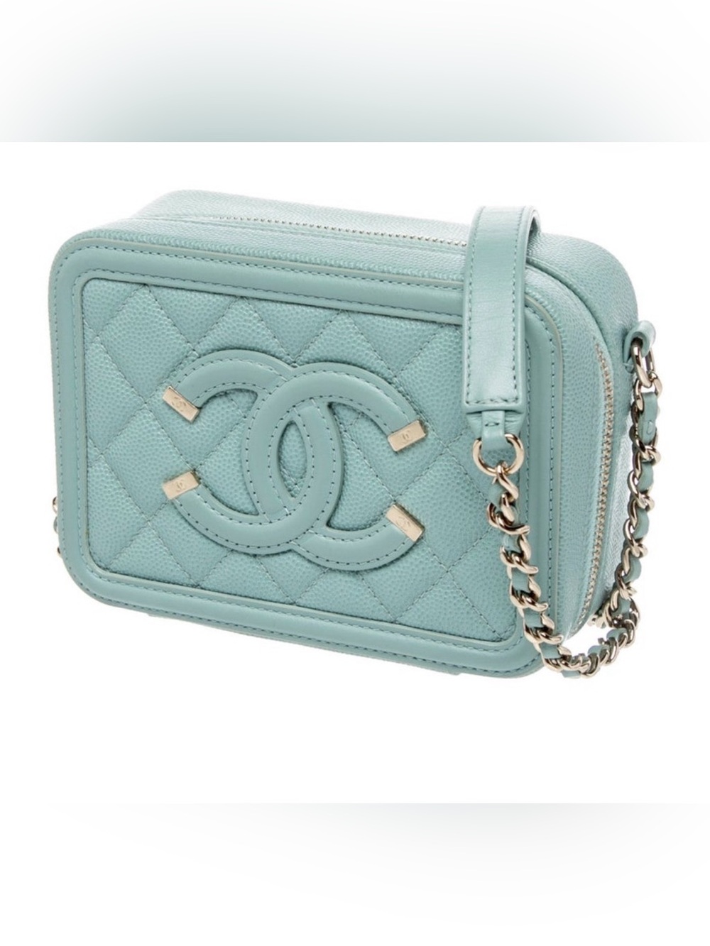 Chanel small teal filigree vanity crossbody bag - Picture 13 of 16